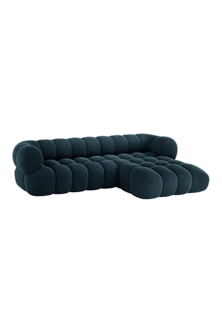 Canapé d’angle droit Maurice - Bleu pétrole - 3 places - Toucher velours
