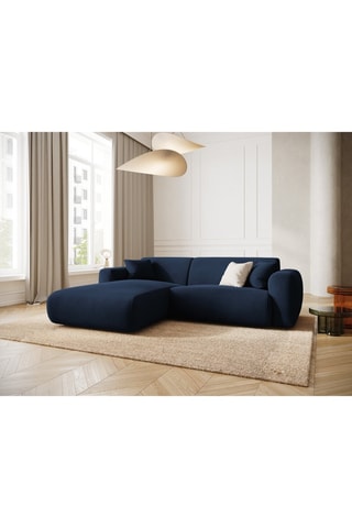 Canapé d’angle gauche Theo - Bleu roi - 4 places - En tissu velours