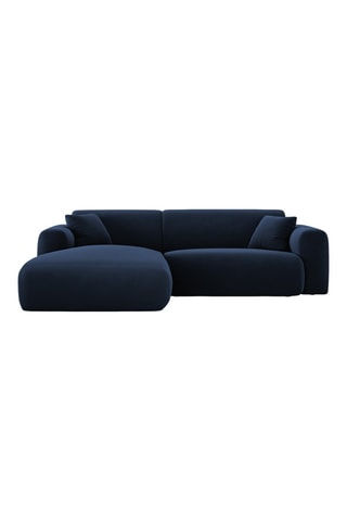Canapé d’angle gauche Theo - Bleu roi - 4 places - En tissu velours