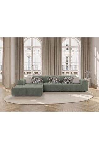 Canapé d'angle gauche Luc - Vert olive - 4 places - En tissu texturé