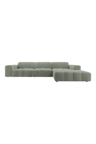 Canapé d'angle droit Luc - Vert olive - 4 places - En tissu texturé