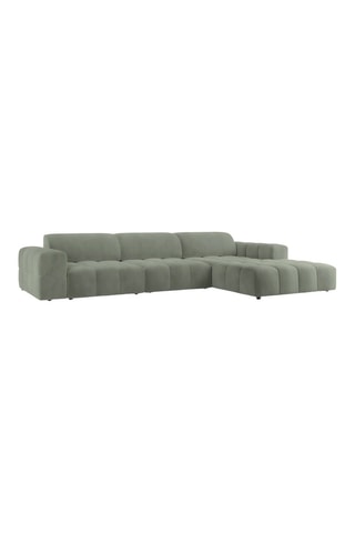 Canapé d'angle droit Luc - Vert olive - 4 places - En tissu texturé