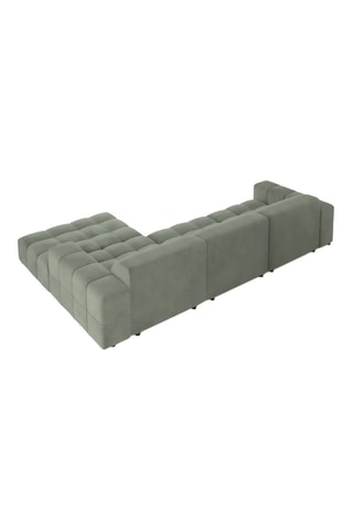 Canapé d'angle droit Luc - Vert olive - 4 places - En tissu texturé
