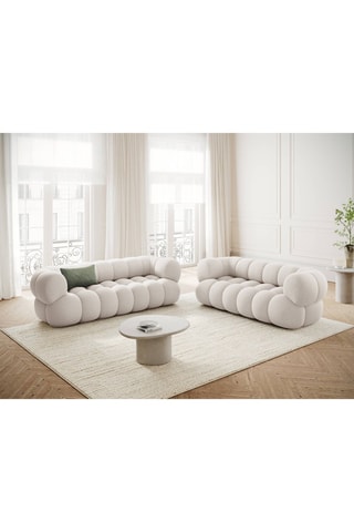 Canapé Maurice - Ecru - 2 places - En tissu chenille