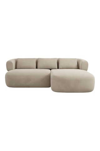 Canapé d'angle droit Aldrin - Beige - 3 places - En velours