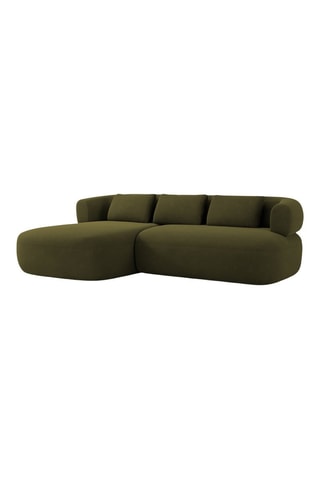 Canapé d'angle gauche Aldrin - Vert olive - 3 places - En tissu velours