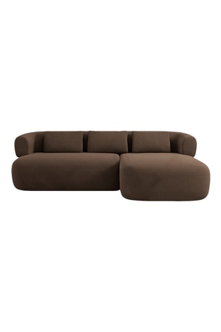 Canapé d'angle droit Aldrin - Marron - 3 places - En tissu velours