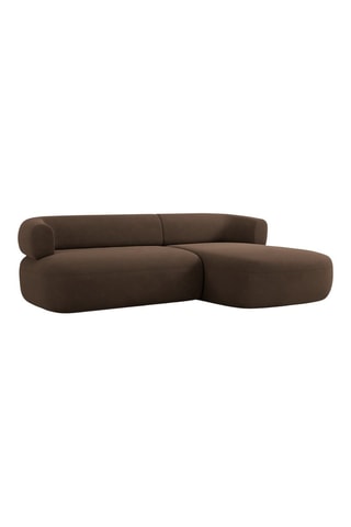Canapé d'angle droit Aldrin - Marron - 3 places - En tissu velours