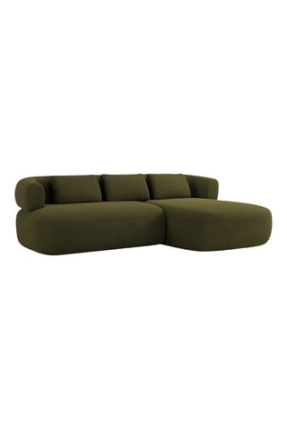 Canapé d'angle droit Aldrin - Vert olive - 3 places - En tissu velours