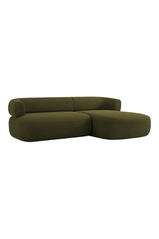 Canapé d'angle droit Aldrin - Vert olive - 3 places - En tissu velours