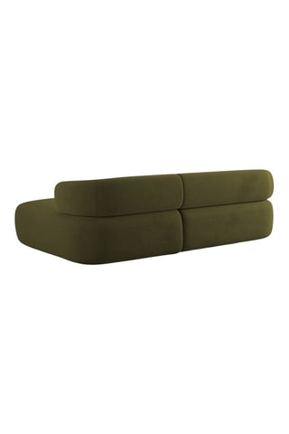 Canapé d'angle droit Aldrin - Vert olive - 3 places - En tissu velours