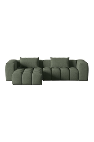 Canapé d'angle gauche Lorella - Vert olive - 3 places - Revêtement en tissu