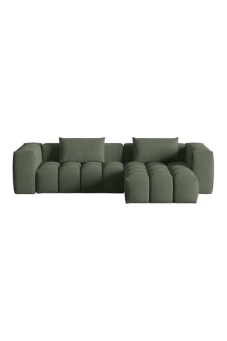 Canapé d'angle droit Lorella - Vert olive - 3 places - Revêtement en tissu