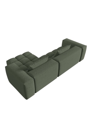 Canapé d'angle droit Lorella - Vert olive - 3 places - Revêtement en tissu