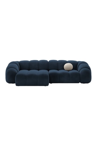 Canapé d'angle gauche Lyna - Bleu roi - 4 places - En tissu velours