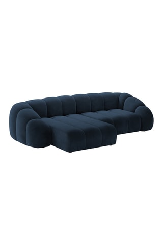 Canapé d'angle gauche Lyna - Bleu roi - 4 places - En tissu velours