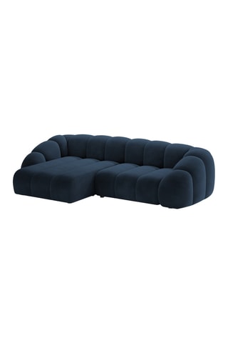 Canapé d'angle gauche Lyna - Bleu roi - 4 places - En tissu velours