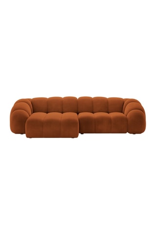 Canapé d'angle gauche Lyna - Rouge brique - 4 places - En tissu velours