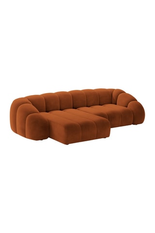 Canapé d'angle gauche Lyna - Rouge brique - 4 places - En tissu velours