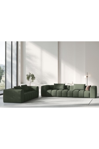 Canapé modulable Lorella - Vert olive - 5 places - En tissu structurel