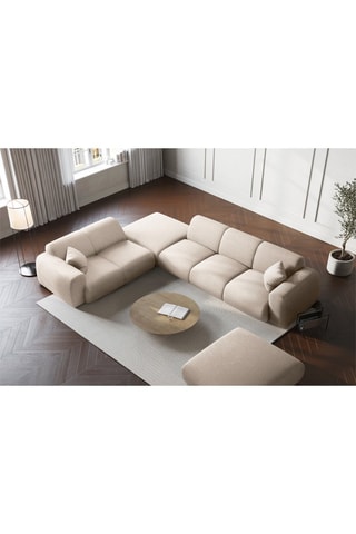 Canapé d’angle gauche Theo - Beige - 4 places - En polyester