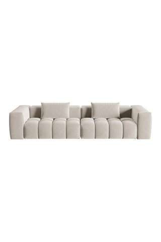 Canapé modulaire Lorella - Beige clair - 5 places - Revêtement en velours