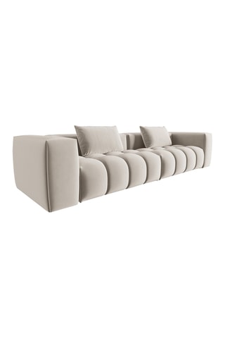 Canapé modulaire Lorella - Beige clair - 5 places - Revêtement en velours
