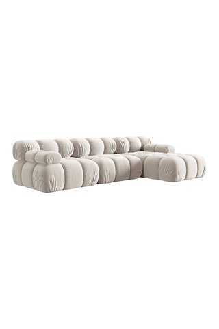 Canapé d'angle droit modulable Tropea - Beige clair - 4 places - Toucher velours