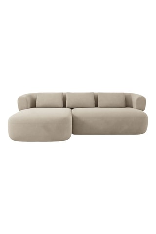 Canapé d'angle gauche Aldrin - Beige - 3 places - En tissu velours