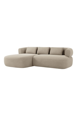 Canapé d'angle gauche Aldrin - Beige - 3 places - En tissu velours