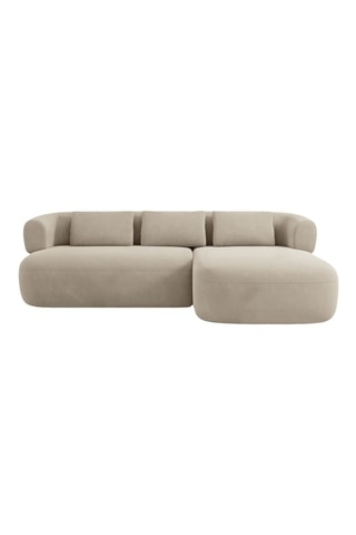 Canapé d'angle droit Aldrin - Beige - 3 places - En tissu velours