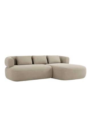 Canapé d'angle droit Aldrin - Beige - 3 places - En tissu velours