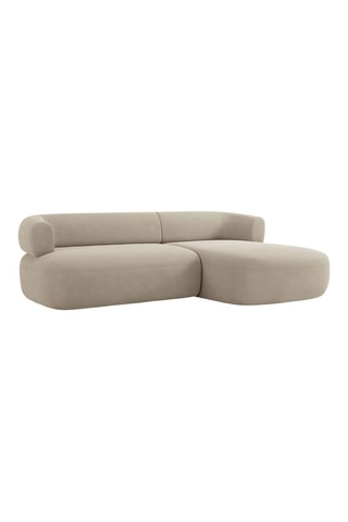 Canapé d'angle droit Aldrin - Beige - 3 places - En tissu velours