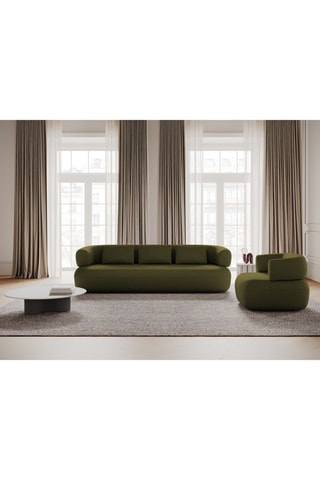 Canapé Aldrin - Vert olive - 4 places - En tissu velours