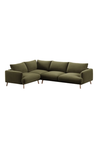 Canapé d'angle gauche Margot - Vert olive - 5 places - Toucher velours