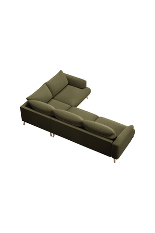 Canapé d'angle droit Margot - Vert olive - 5 places - Toucher velours