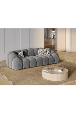 Canapé Lyna - Gris - 4 places - Toucher velours