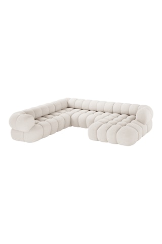 Canapé d'angle gauche panoramique Maurice  - Beige - 5 places - En tissu chenille