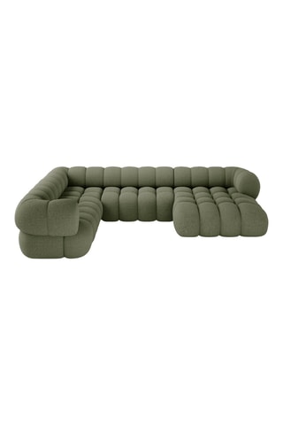 Canapé d'angle gauche panoramique Maurice - Vert olive - 5 places - En tissu chenille