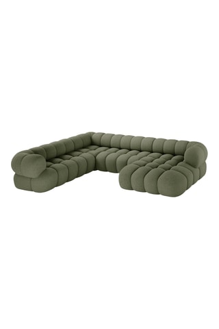 Canapé d'angle gauche panoramique Maurice - Vert olive - 5 places - En tissu chenille