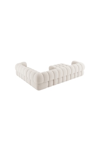 Canapé d'angle droit panoramique Maurice - Beige - 5 places - En tissu chenille