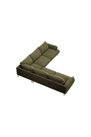 Canapé d'angle réversible Margot - Vert olive - 6 places - Toucher velours