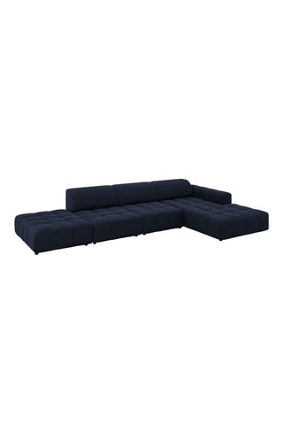 Canapé d'angle droit Luc - Bleu marine - 5 places - Toucher velours