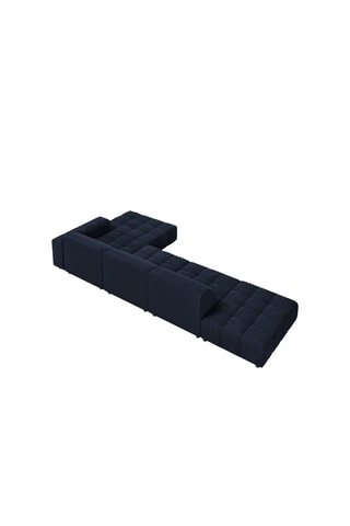 Canapé d'angle droit Luc - Bleu marine - 5 places - Toucher velours