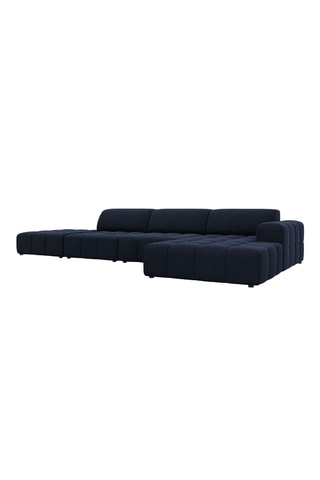 Canapé d'angle droit Luc - Bleu marine - 5 places - Toucher velours