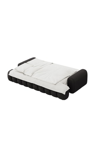 Canapé convertible Simona - Noir - 4 places - En tissu structuré