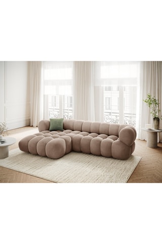Canapé d'angle gauche Maurice - Beige foncé - 3 places - Toucher velours