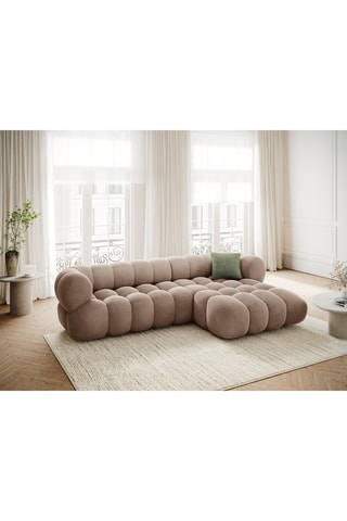 Canapé d'angle droit Maurice - Beige foncé - 3 places - Toucher velours