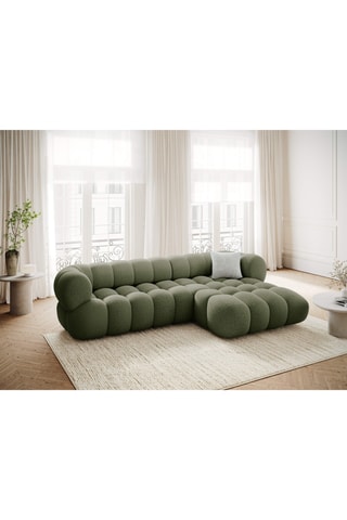 Canapé d'angle droit Maurice - Vert olive - 3 places - En tissu chenille