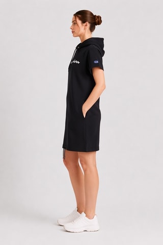 Vestido camiseta con capucha - Negro